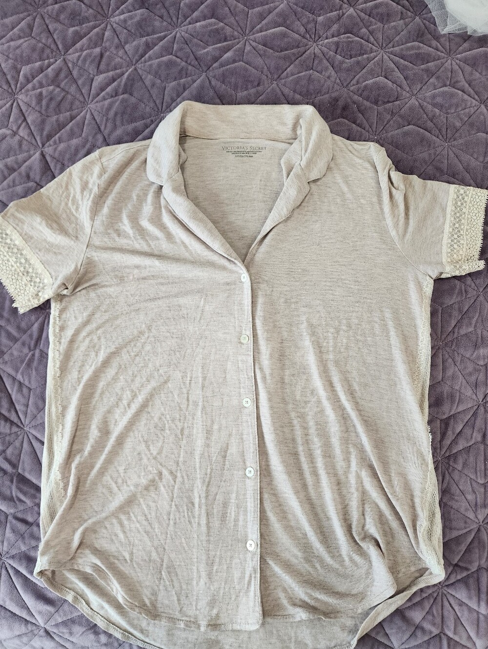 Victoria's Secret Super Soft Modal Lace Trim Pajama Set Cream Beige Small - Picture 4 of 16